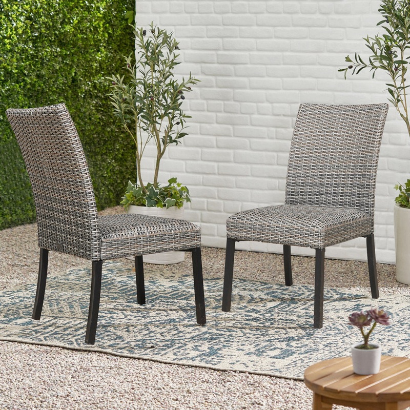 Alphild Rattan Patio Dining Side Chair (Set of 2) Lark Manor
