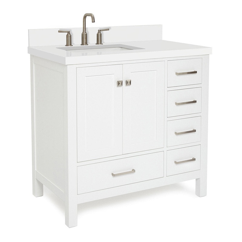 Amariani 37″ Single Bathroom Vanity Set Latitude Run Base Finish: White, Hardware Finish: Satin Nickel