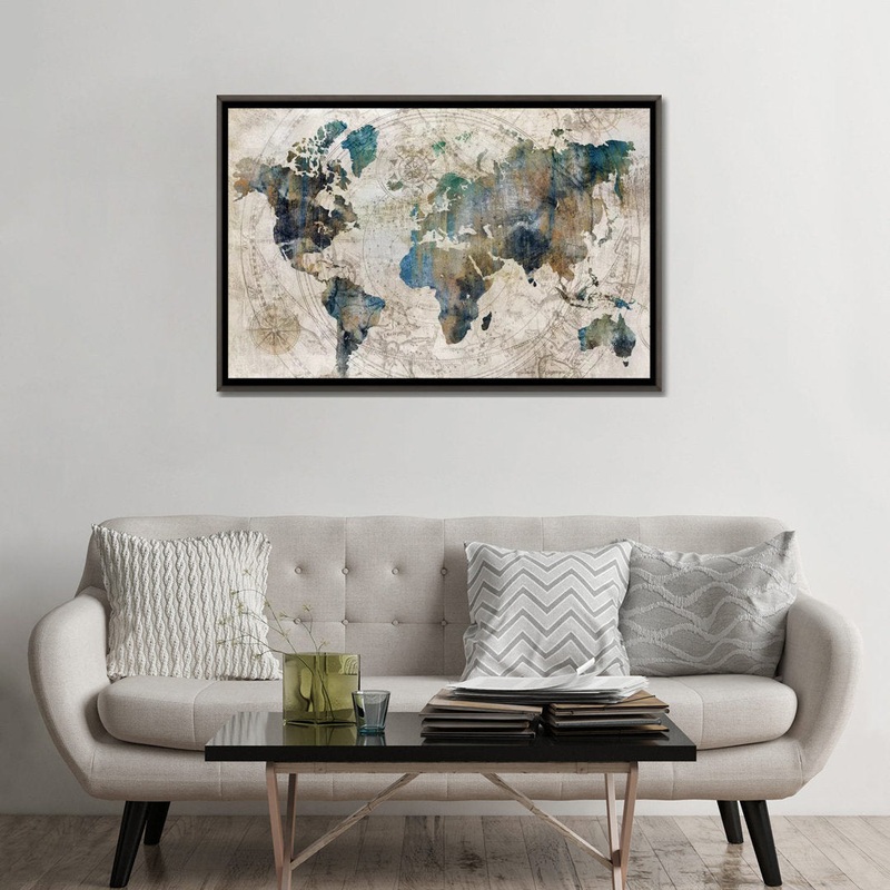 Celestial Map by Isabelle Z – Painting Print The Twillery Co. Size: 32″ H x 48″ W x 1.5″ D Format: Dark Rustic Wood Framed