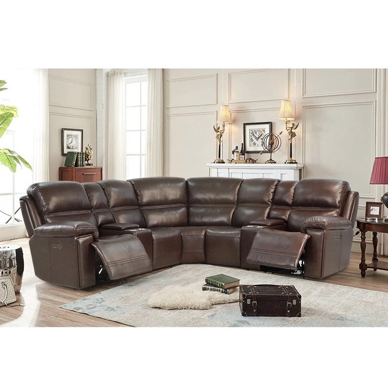 116” Wide Genuine Leather Symmetrical Reclining Corner Sectional LYS HOME