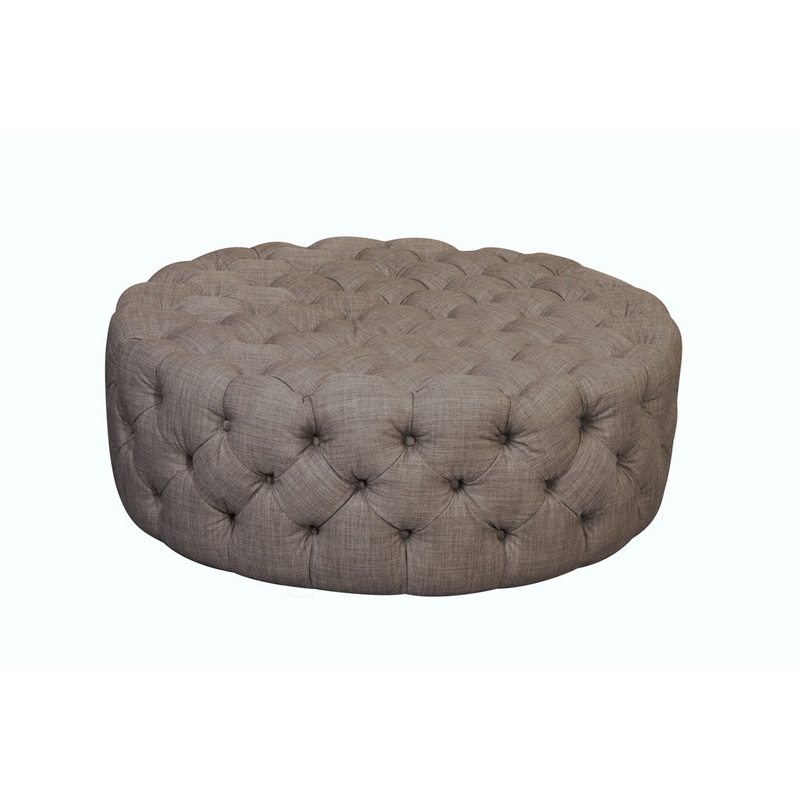 Armenio Round Ottoman – 17″ H x 45″ W x 45″ D Lark Manor Fabric: Brown Polyester Blend