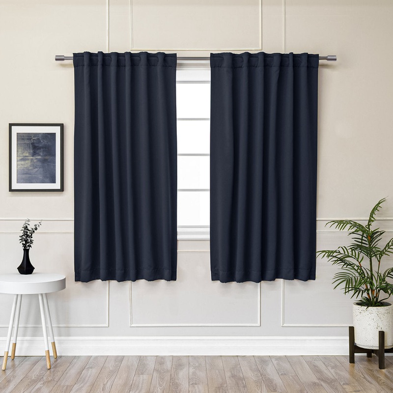 Bantam Solid Blackout Thermal Rod Pocket Curtain Panels (Set of 2) Ebern Designs Curtain Color: Navy Size per Panel: 52″ W x 72″ L