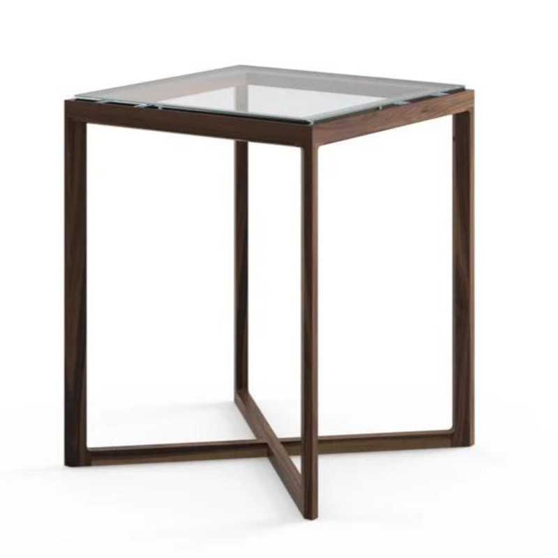 Krusin Square Side Table With Walnut Base – 22″ H