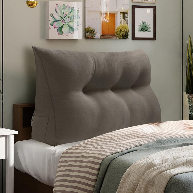 Sit-up Back Comfort Large Triangular Bolster Headboard Reading Wedge Pillow Versatile Bed Rest Positioning Support WOWMAX Color: Medium Gray Size: 20″H x 39″W
