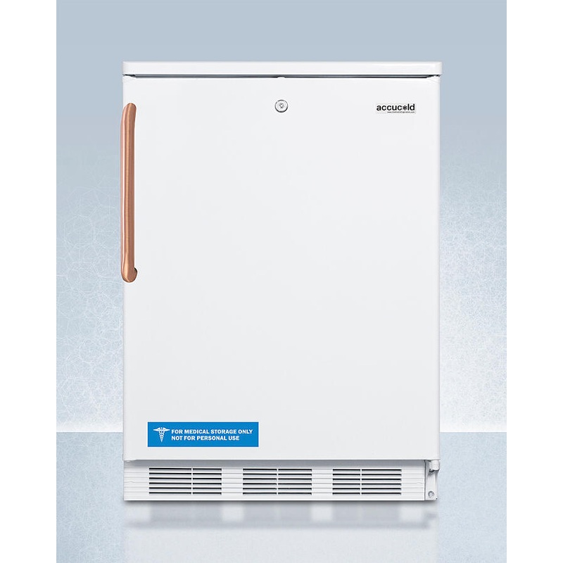 Summit FF7LWTBC Commercially Listed Freestanding All-Refrigerator For General Purpose Use, With Pure Copper Handle, Front Lock, Automatic Defrost Operation, And White Exterior