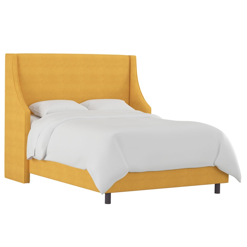 Bernadine Upholstered Low Profile Standard Bed Mercury Row Color: Classic French Yellow Linen Size: Full/Double
