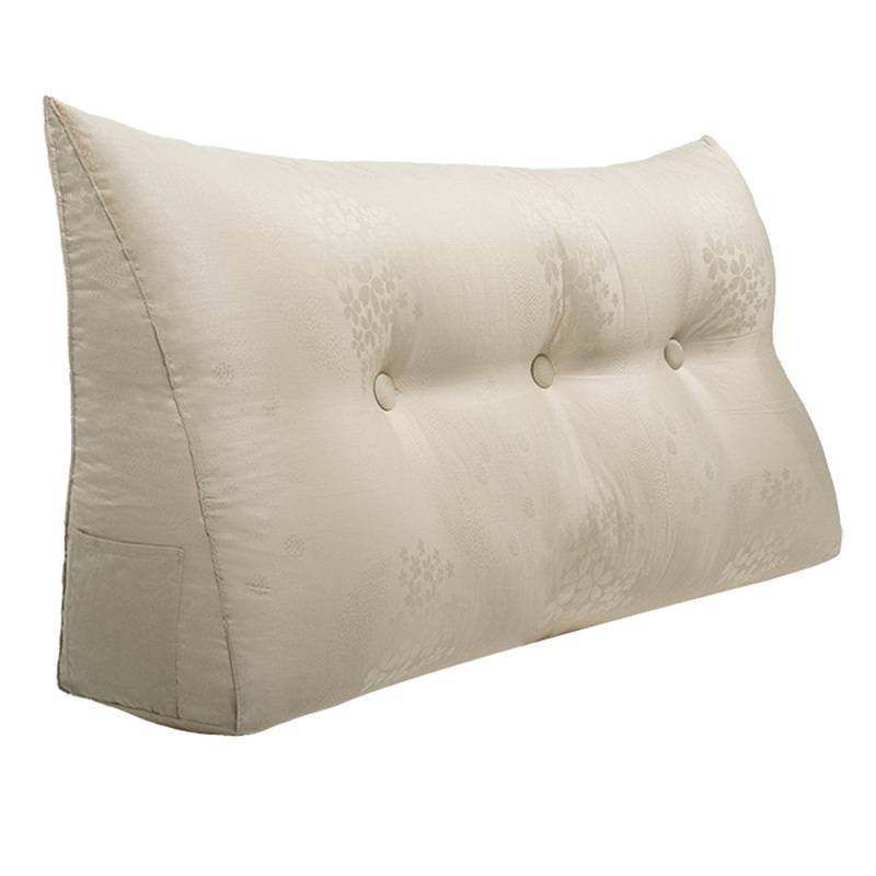 Sit-up Back Comfort Large Triangular Bolster Headboard Reading Wedge Pillow Versatile Bed Rest Positioning Support WOWMAX Color: Light Beige Size: 20″H x 39″W