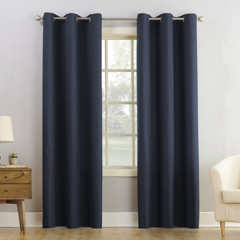 Wayfair BasicsBrumbaugh Semi-Sheer Grommet Curtain Panel Wayfair Basics Curtain Color: Navy Size per Panel: 48″ W x 84″ L