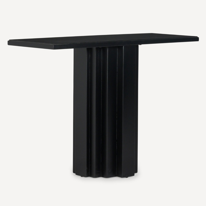 Chic Stepped Solid Wood Art Deco Console – Charcoal