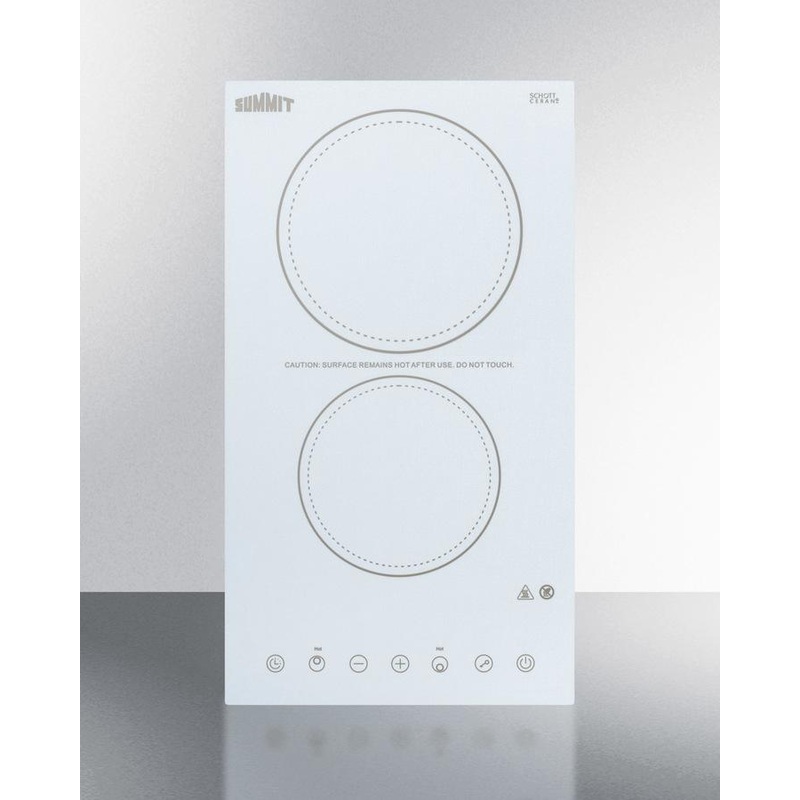 Summit CR2B23T4W 12″ Wide 230v 2-burner Radiant Cooktop