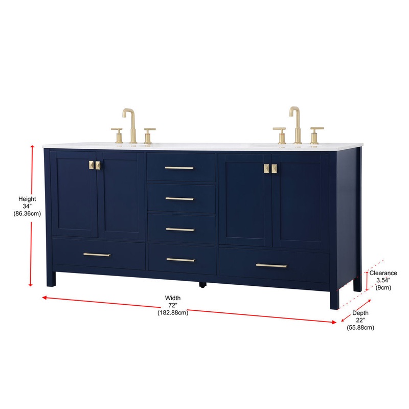 Bagdai 72″ Wide Bathroom Vanity Set Wade Logan Base Finish: Blue, Top Finish: Calacatta Quartz