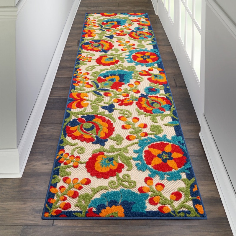 Bernia Floral Ivory/Red/Green Area Rug Wade Logan Rug Size: Runner 2’3″ x 10′