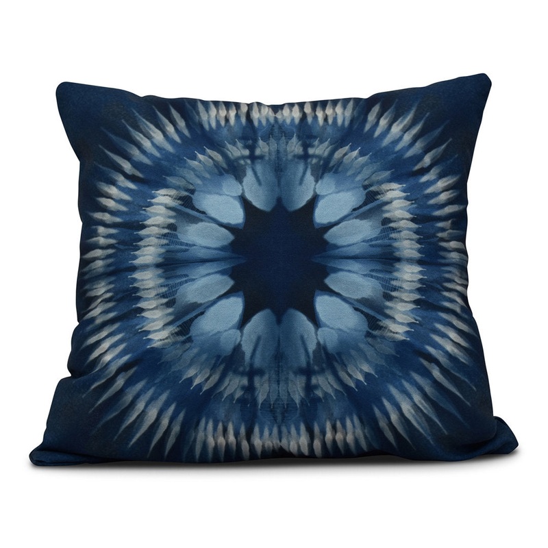 Shibori Burst Outdoor Square Pillow Cover & Insert e by design Color: Navy Blue Size: 18″ H x 18″ W