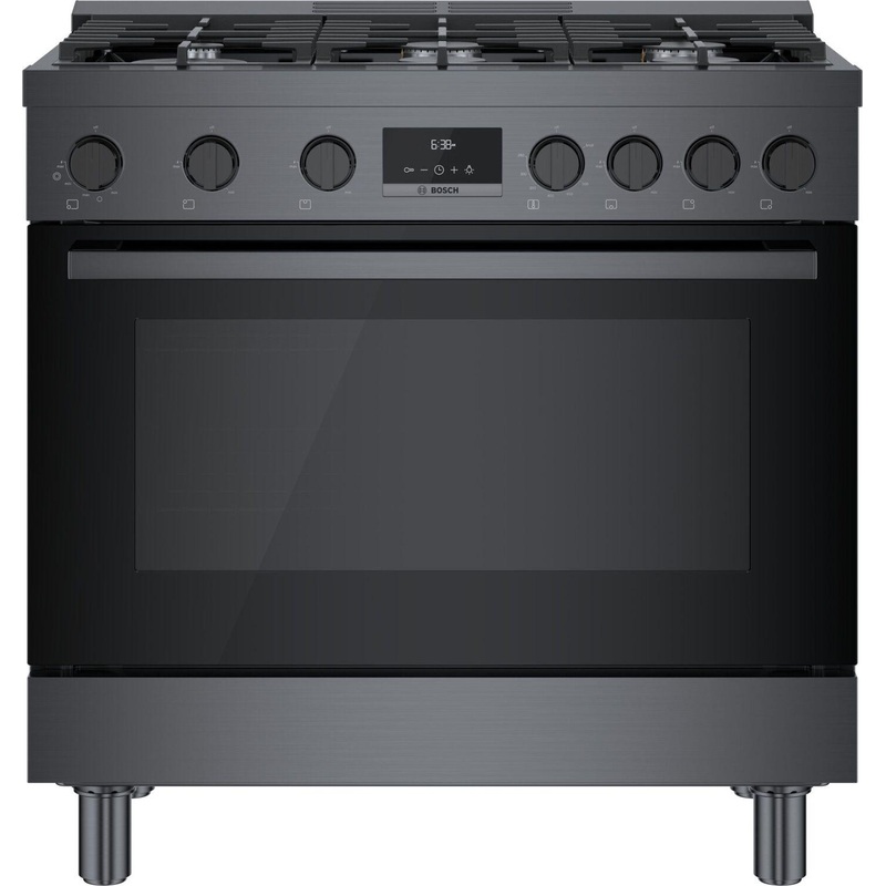 Bosch HGS8645UC 800 Series, Gas freestanding range, 36”, Black stainless steel