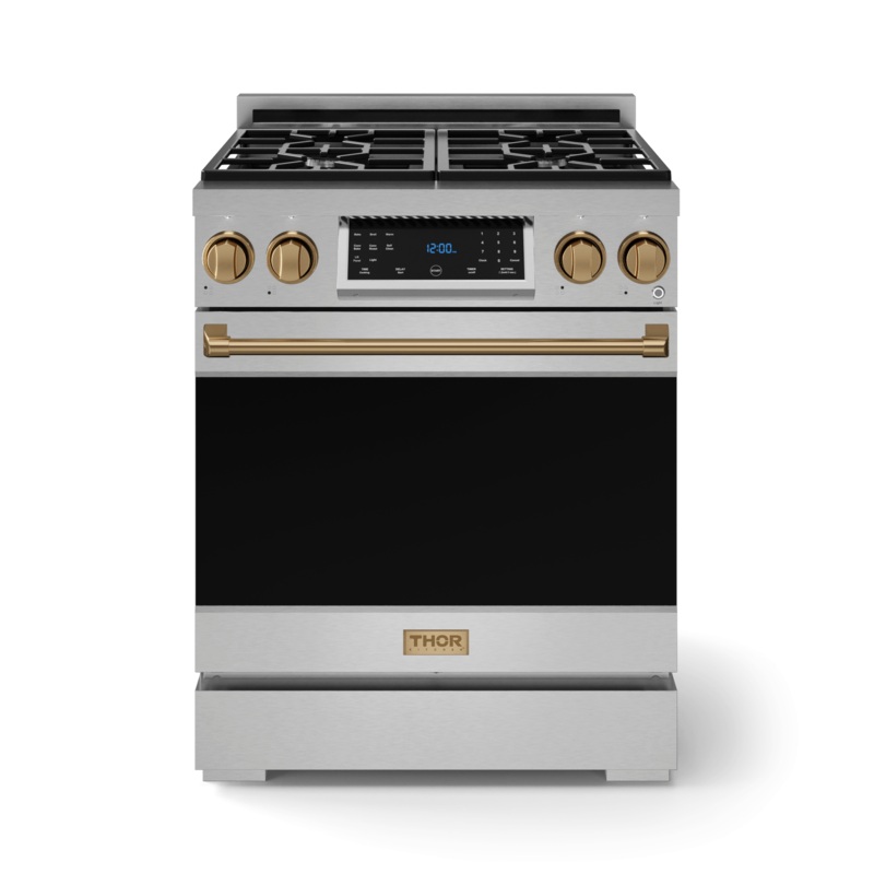 Thor Kitchen RSG30BRZ 30 Inch Professional Gas Range With Tilt Panel Touch Control In Stainless Steel/Bronze Gordon Ramsay Series – Rsg30-Brz