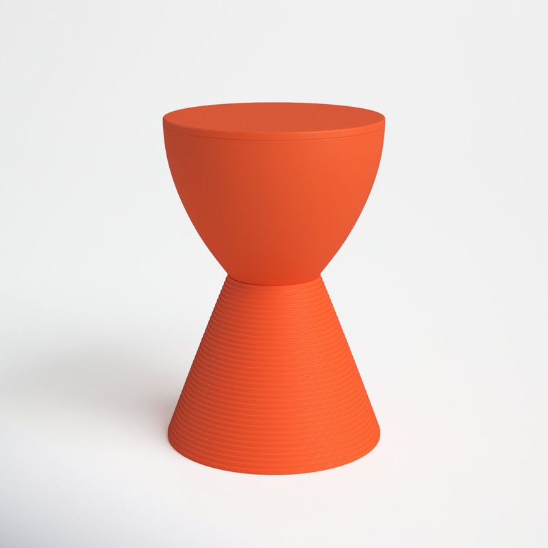 Durant Reversible Drum End Table with Storage  No Assembly Lightweight Accent Side Table for Indoor & Outdoor Use AllModern Color: Orange