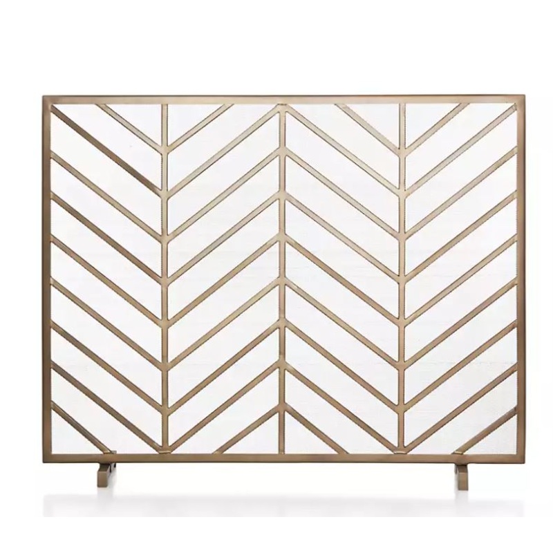 Chevron Brass Fireplace Screen