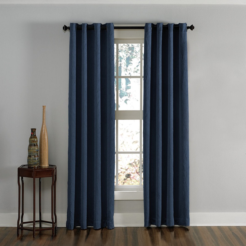Curtainworks Manzano Solid Color Room Darkening Grommet Curtain Panel Charlton Home Curtain Color: Navy Size per Panel: 50″ W x 144″ L