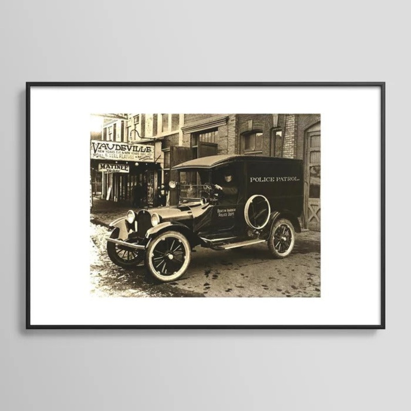 Vintage Police Car Framed Art Print-19″X13″