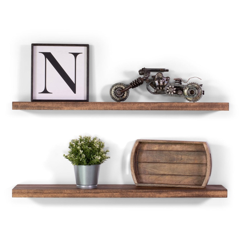 Bridgecliff 2 Piece Poplar Solid Wood Floating Shelf (Set of 2) Rosalind Wheeler Size: 1.38″ H x 48″ W x 6″ D Finish: Buckskin