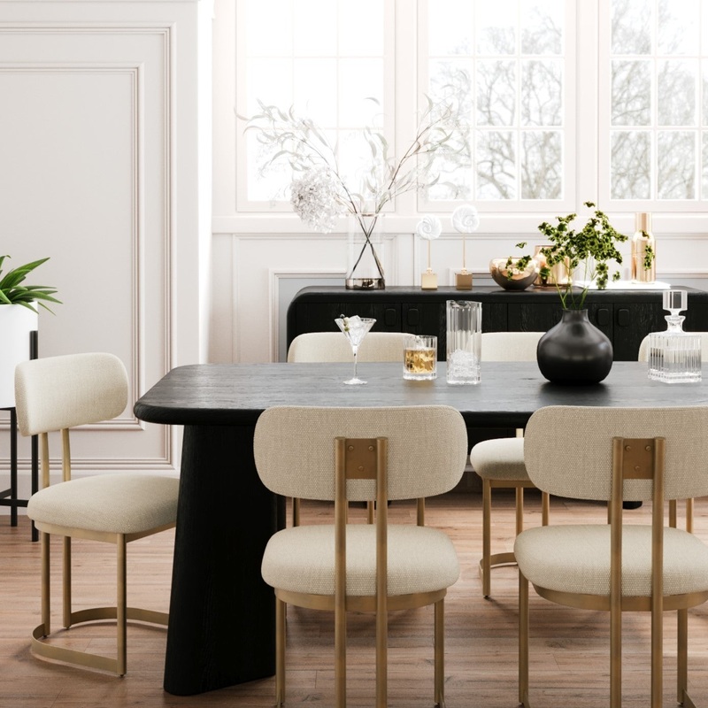 Nature’s Embrace Sculpted Oak Dining Table – Carbon Mood