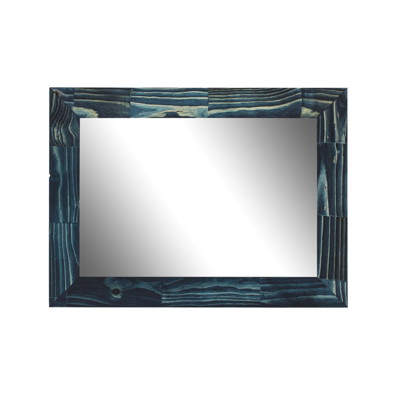 Aydrien Farmhouse / Country Distressed Mirror Millwood Pines Size: 56″ x 44″ Finish: Blue