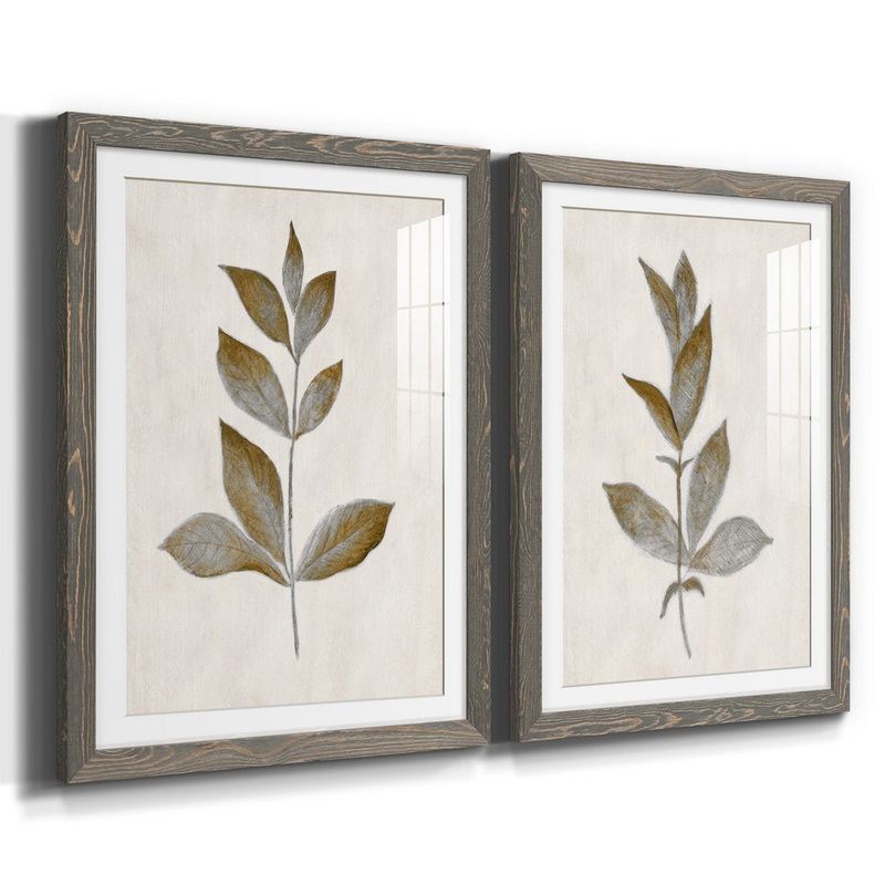 Bronze Leaf I – 2 Piece Print Set (Set of 2) Laurel Foundry Modern Farmhouse Mat Color: White Size: 37.5″ H x 55″ W x 1.5″ D Format: Gray Framed Paper