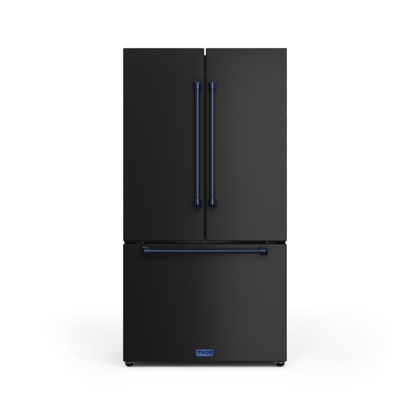 Thor Kitchen RF3621CTD00BLU 36 Inch 20.3 Cu Ft French Door Counter Depth Refrigerator With Ice Maker In Black/Navy Blue Gordon Ramsay Series – Rf3621Ctd00-Blu