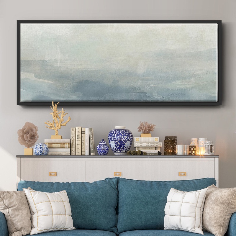 Tone Scape V- Framed Canvas Wrought Studio Frame Color: Black Size: 12″ H x 30″ W x 1.5″ D