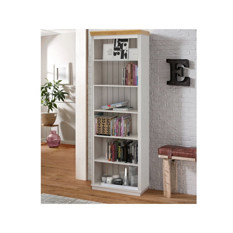 Ainsley 87″ H 6 Shelf Bookcase Notio Color: White/Honey Configuration: Standard