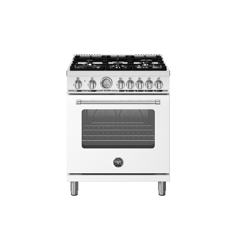 Bertazzoni MAS305DFMBIV 30 Inch Dual Fuel, 5 Burners, Electric Oven Bianco Matt