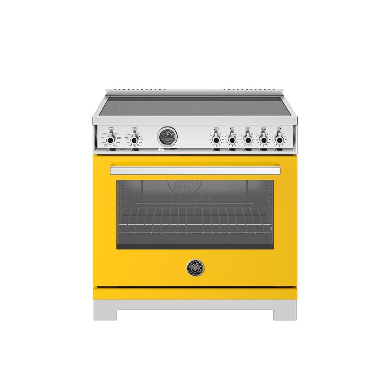 Bertazzoni PRO365ICFEPGIT 36 Inch Induction Range, 5 Heating Zones And Cast Iron Griddle, Electric Self-Clean Oven Giallo