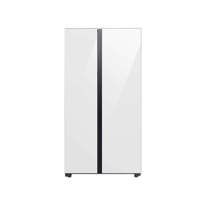 Samsung Bespoke Counter Depth Side-by-Side 23 cu. ft. Refrigerator with Beverage Center in White Glass