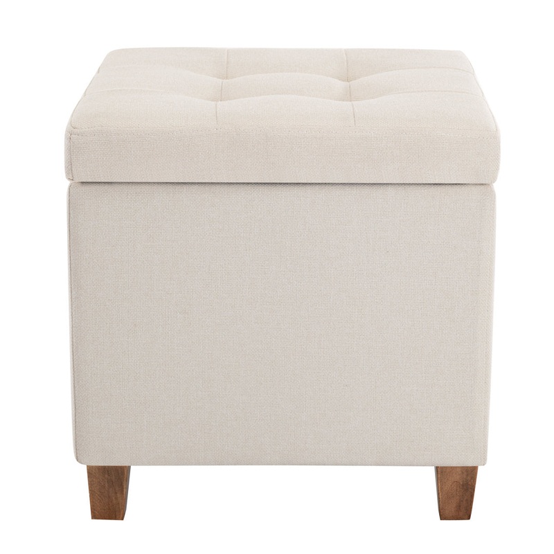 Ana 17.5″ Wide Tufted Square Storage Ottoman Andover Mills Body Fabric: Cream