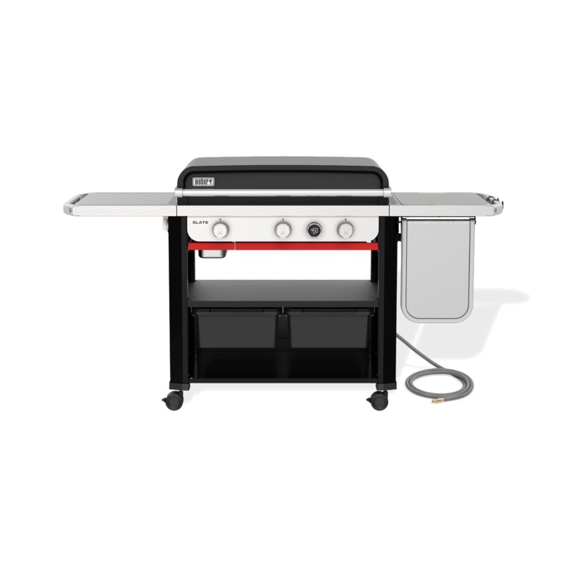 Weber 1500420 Slate 30″ Rust-Resistant Griddle With Extendable Side Table (Natural Gas) – Black