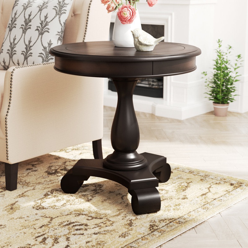 Annable Pedestal End Table Fleur De Lis Living Color: Espresso