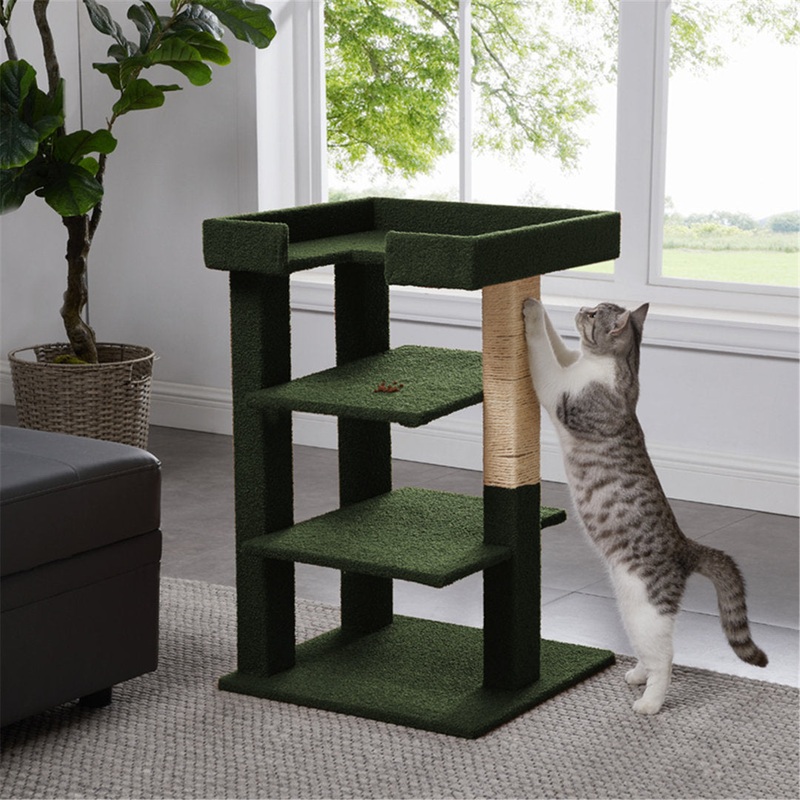 31.3″ Towcester Cat Tree, Climbing Tower Cat Condo Tucker Murphy Pet Color: Green
