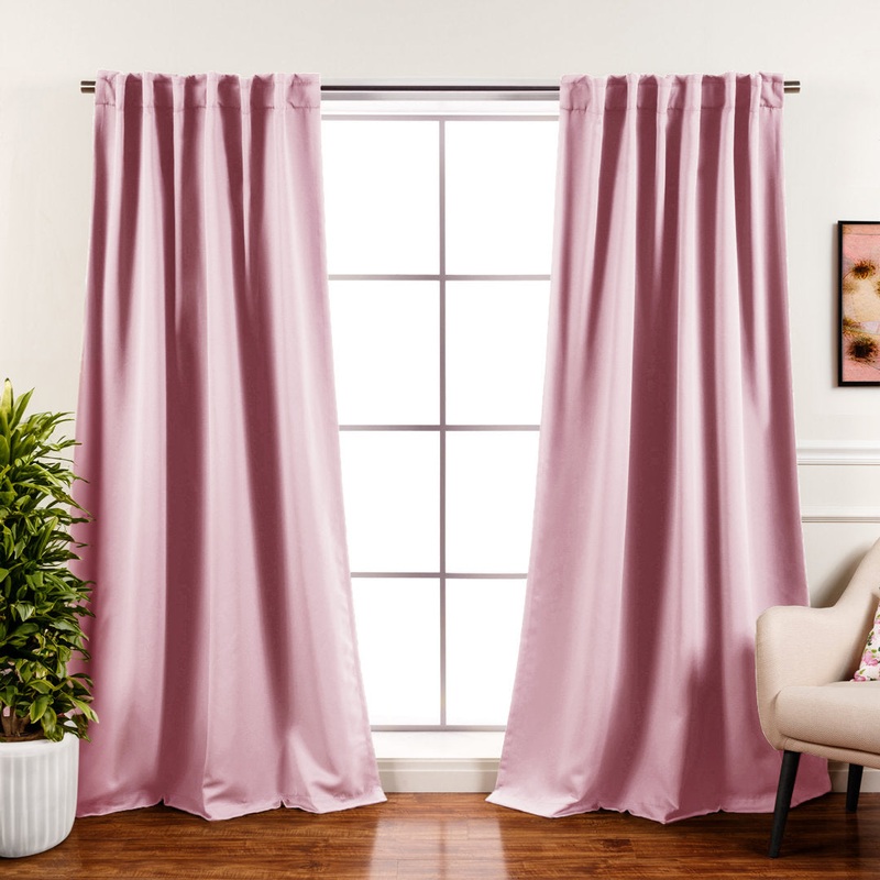 Bantam Solid Blackout Thermal Rod Pocket Curtain Panels (Set of 2) Ebern Designs Curtain Color: Light Pink Size per Panel: 52″ W x 96″ L