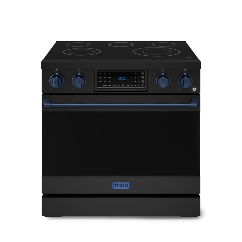 Thor Kitchen RSE36BBLU 36 Inch Professional Electric Range With Tilt Panel Touch Control In Black/Navy Blue Gordon Ramsay Series – Rse36B-Blu