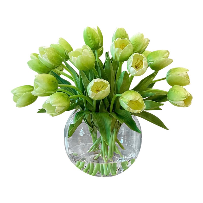 Tulip in Vase Primrue Flowers/Leaves Color: Green