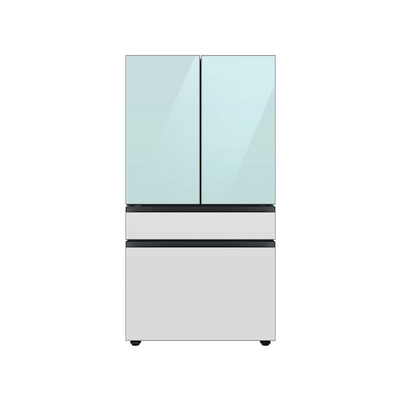 Samsung RF23BB86004M Bespoke 4-Door French Door Refrigerator (23 Cu. Ft.) With Beverage Center In Morning Blue Glass Top Panels And White Glass Middle And Bottom Panels