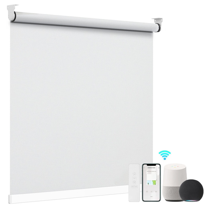 Smart Motorized Blackout White Roller Shade Symple Stuff Blind Size: 35″ W x 64″ L