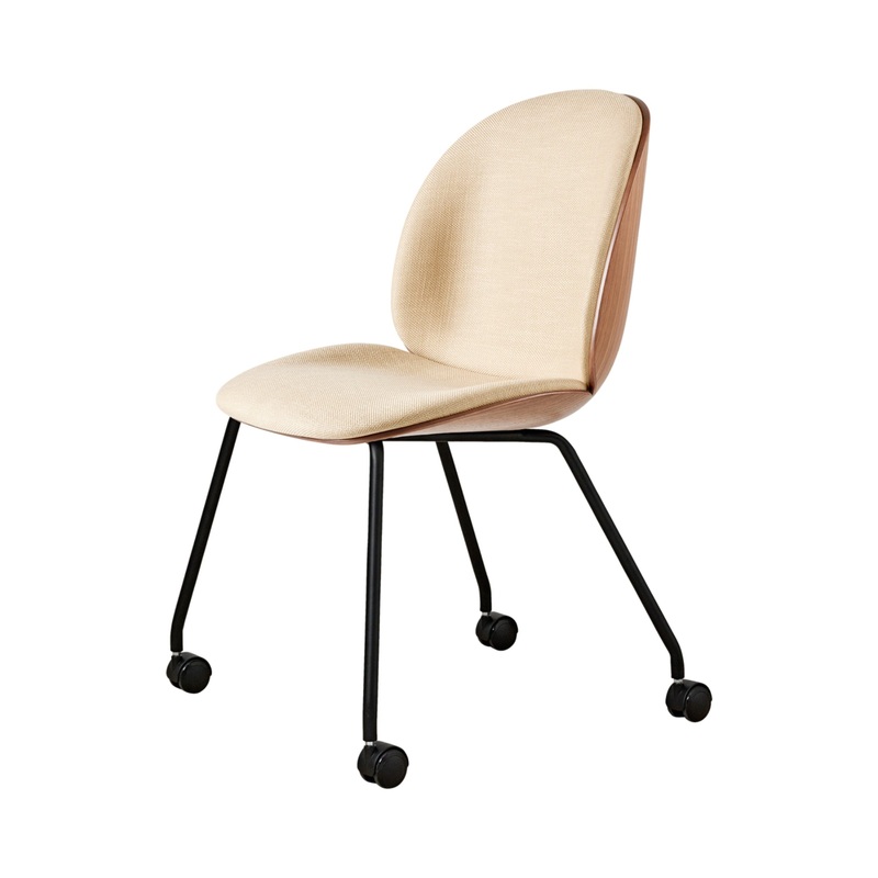 Beetle Meeting Chair 4 Legs with Castors – Veneer Shell – Front Upholstered