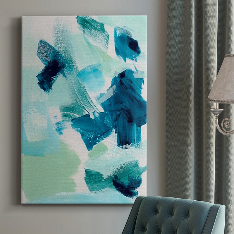Teal Composition II – Wrapped Canvas Print Ivy Bronx Size: 48″ H x 32″ W x 1″ D