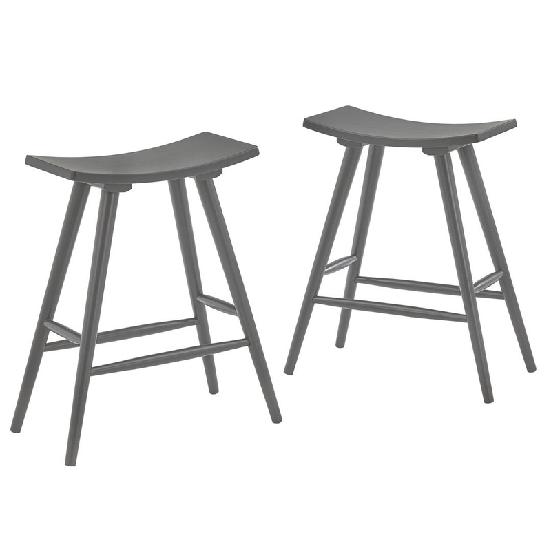 Ashray Solid Wood 24.25″ Counter Stool (Set of 2) Wade Logan Color: Gray