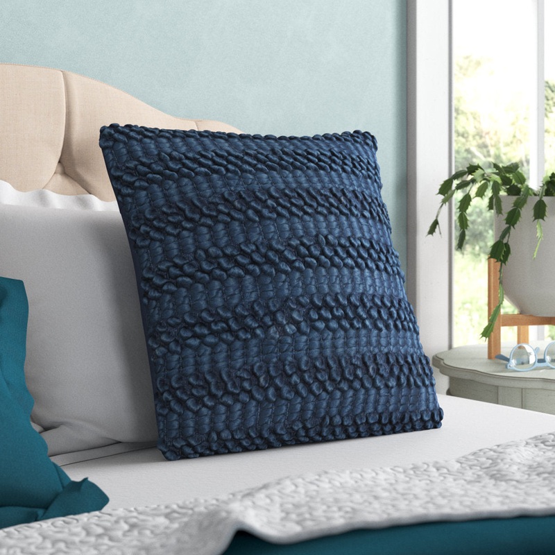 Striped Throw Pillow With Texture Mina Victory Color: Dark Blue Size: 20″H x 20″W Shape: Square