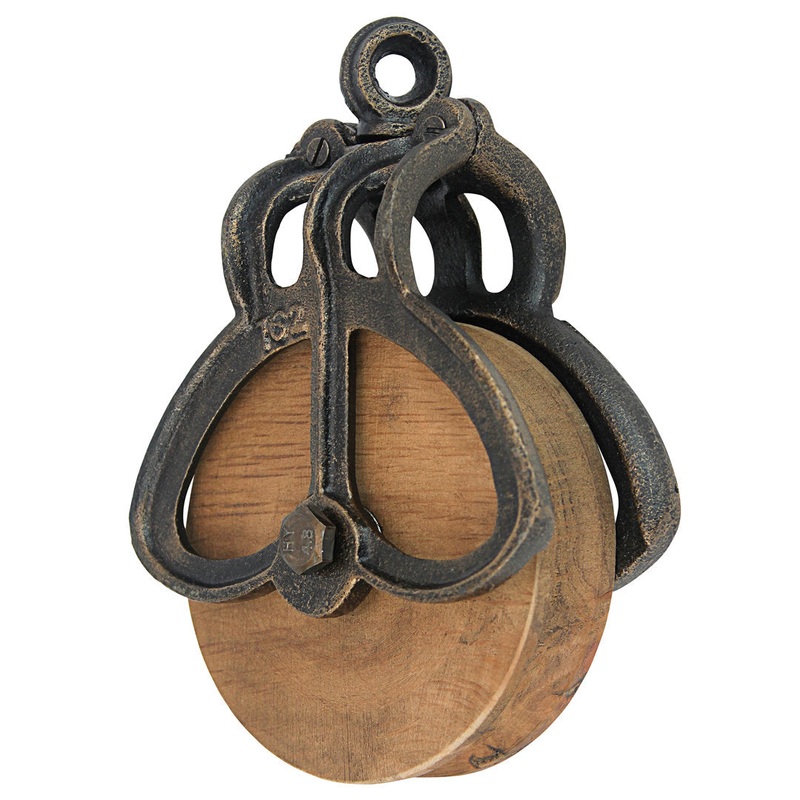 Vintage Wheel Farm Pulley Sculpture Design Toscano Size: Medium