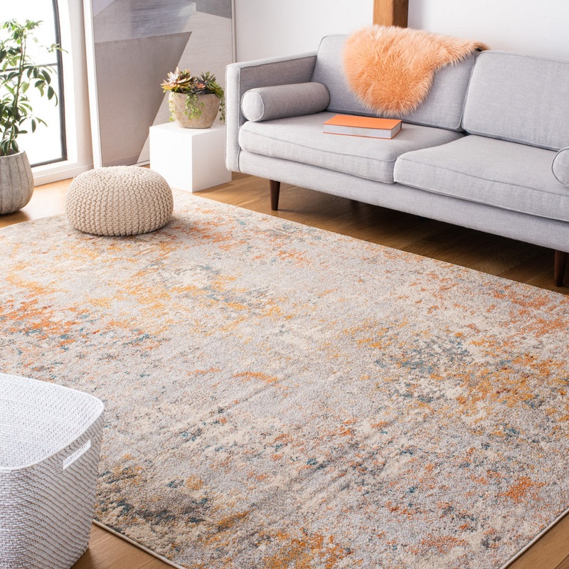 Besfort Abstract Ivory/Orange Area Rug Wade Logan Rug Size: Rectangle 8′ x 10′