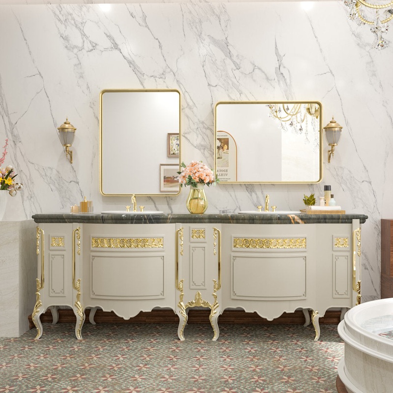 Tyro Bathroom Decorative Home Dcor Corner Hangs Bathroom Mirror Latitude Run Size: 24″ x 18″ Finish: Gold, Shape: Rectangle