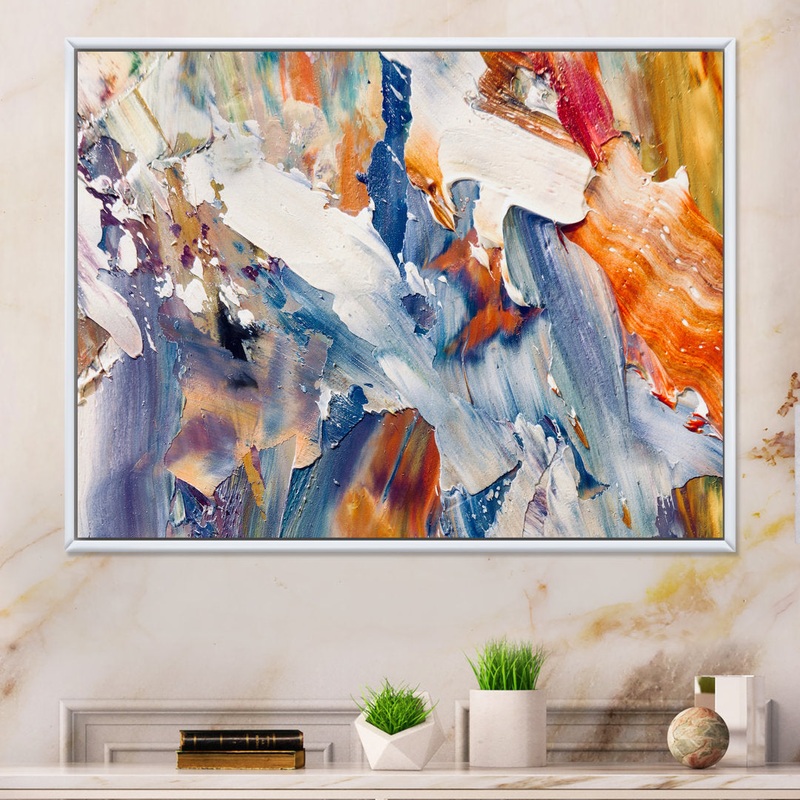 Colorful Abstract Painting Strokes XII – Print on Canvas Wrought Studio Size: 12″ H x 20″ W x 1″ D Format: White Floater Framed